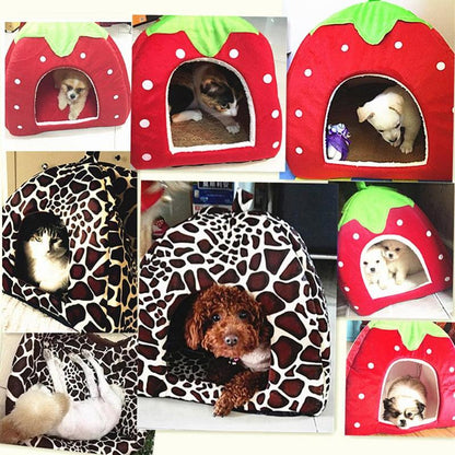 Soft Strawberry Pet House Tent